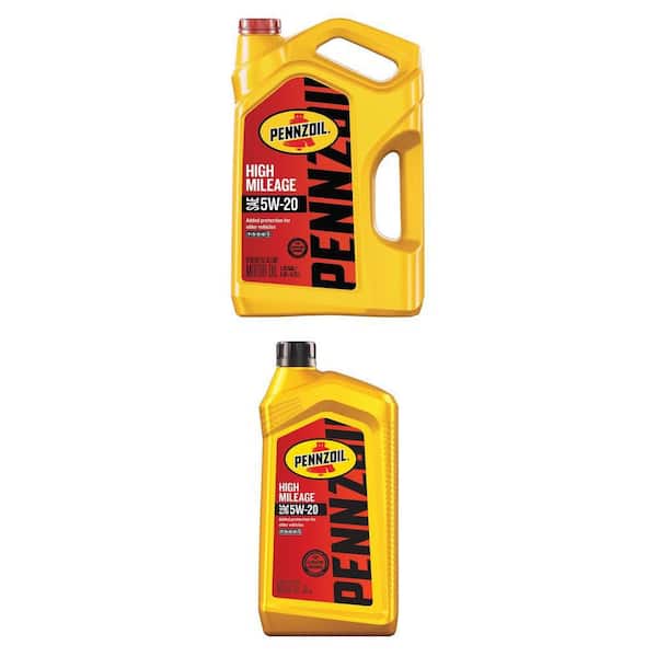 High Mileage SAE 5W-20 Synthetic Blend Motor Oil 5 Qt and 1 Qt Combo