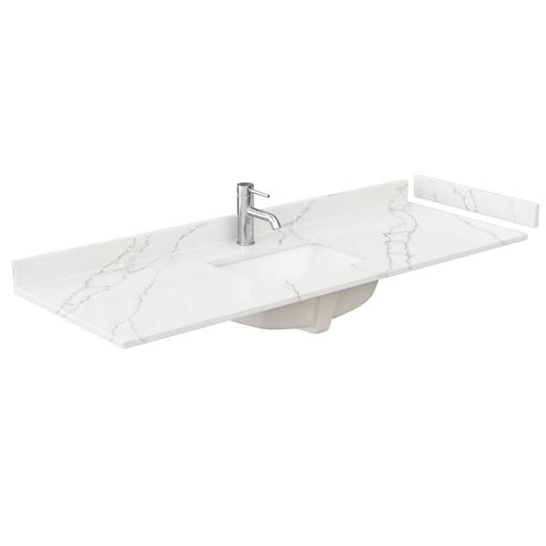 60 in. W x 22 in. D Quartz White Rectangular Single Sink Bathroom Vanity Top in Giotto