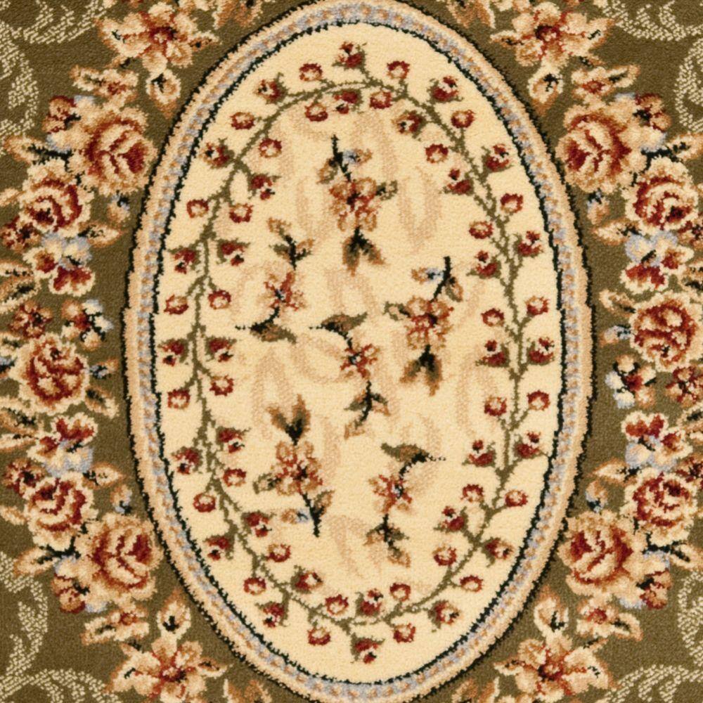 Sage and Ivory Floral Hand-Knotted Rectangular Area Rug