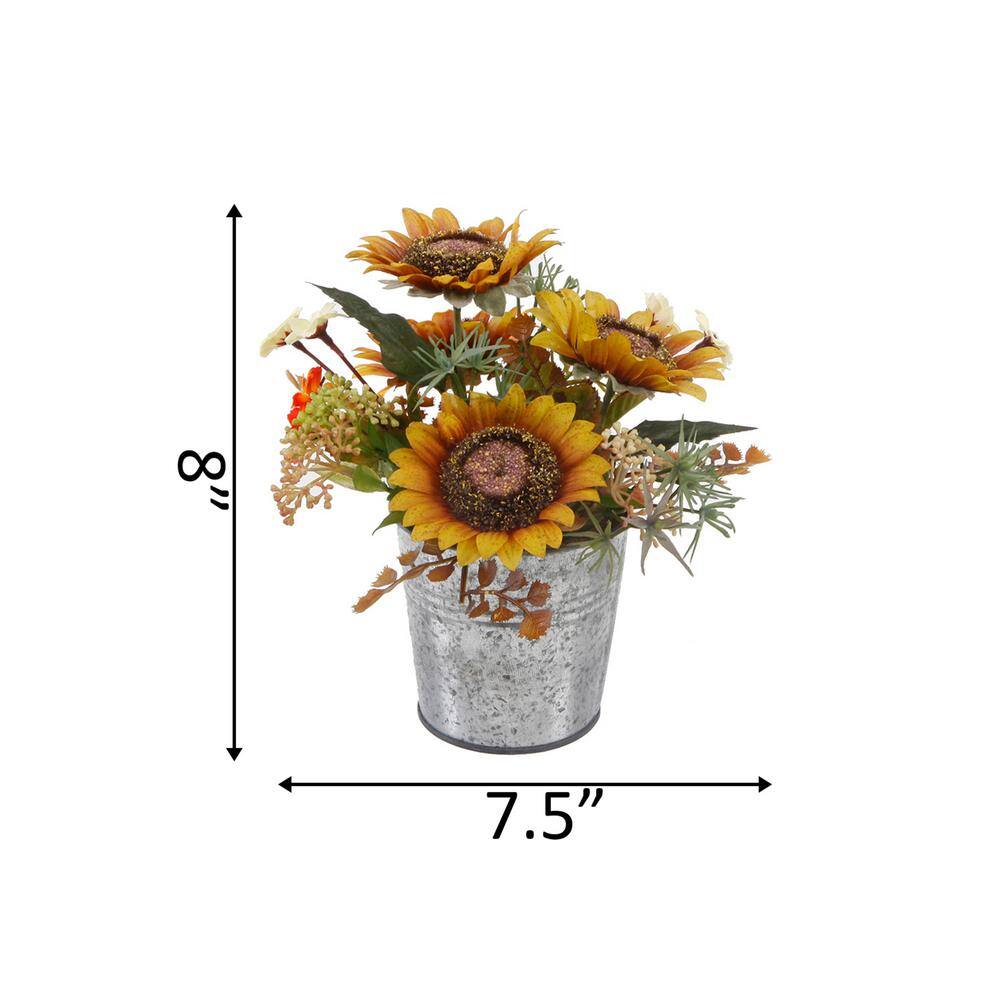 Autumn Harvest Sunflower Mix in Farmhouse Galvanized Tin
