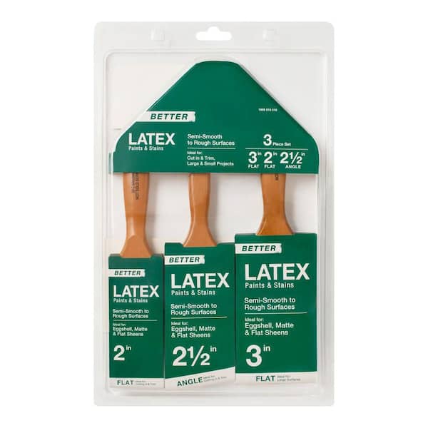 Better 2 in. 3 in. and 2.5 in. Angled/Flat Polyester Blend Paint Brush Set For Latex Paints and Stains, (3-Pack)