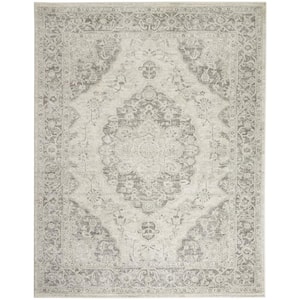 Tranquil Ivory/Grey 7 ft. x 10 ft. Center Medallion Traditional Area Rug