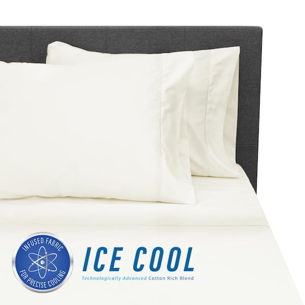 SensorPEDIC Ice Cool 4-Piece Cream 400 Thread Count Cotton/Nylon Full Sheet Set
