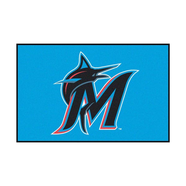 FANMATS Miami Marlins Blue 1.5 ft. x 2.5 ft. Starter Area Rug