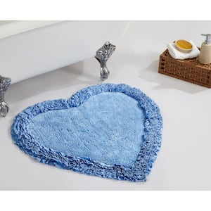 Shaggy Border Collection Blue 30" Heart 100% Cotton Bath Rug