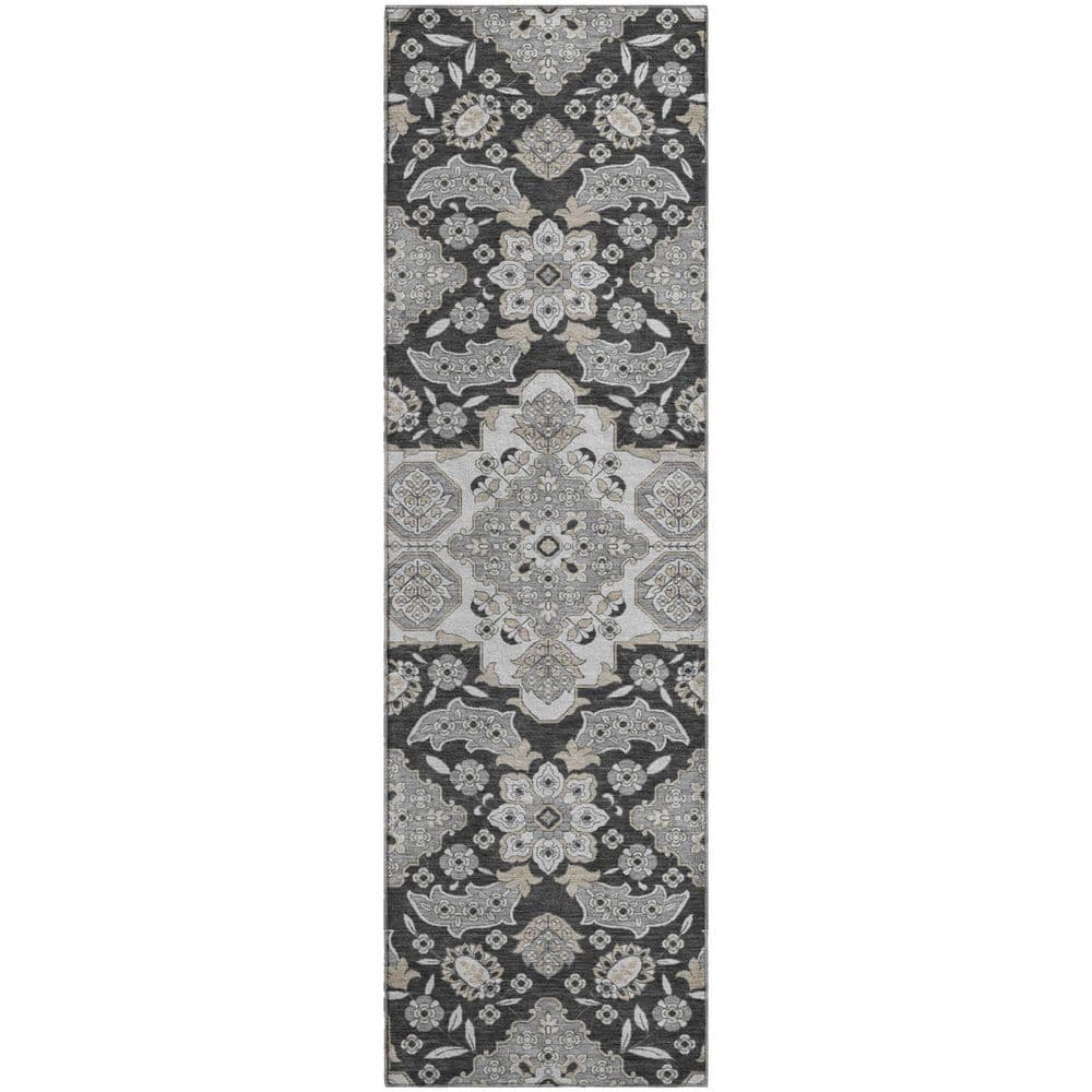 Mayfield Premium Machine Washable Abstract AMF1853 Charcoal 2 ft. 3 in. x 7 ft. 6 in. Runner Rug price history on PriceWatchPro