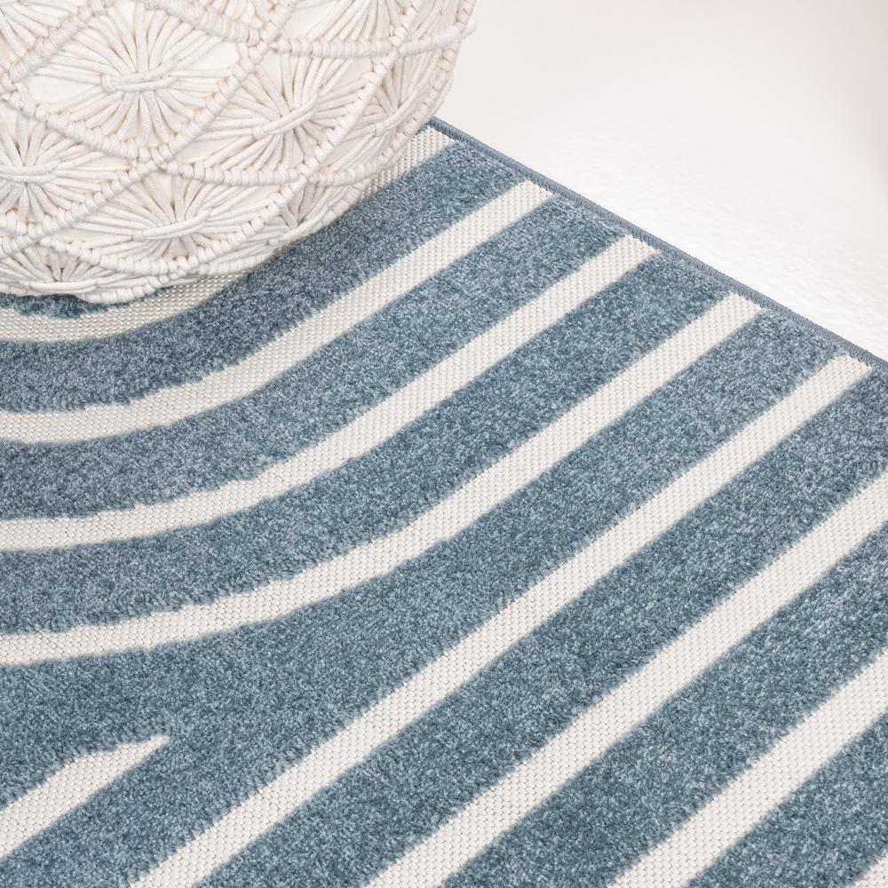 Navy and Cream Synthetic Stripe 3 ft. x 5 ft. Area Rug