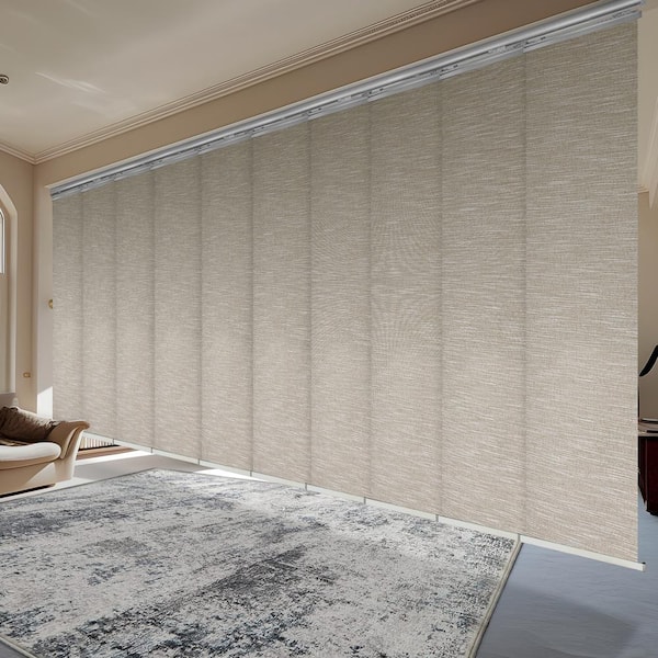 EMOH Hemp 120 in. - 218 in. W x 94 in. L Adjustable 10-Panel in Satin Nickel Double Rail Panel Track with 23.5 in. Slates