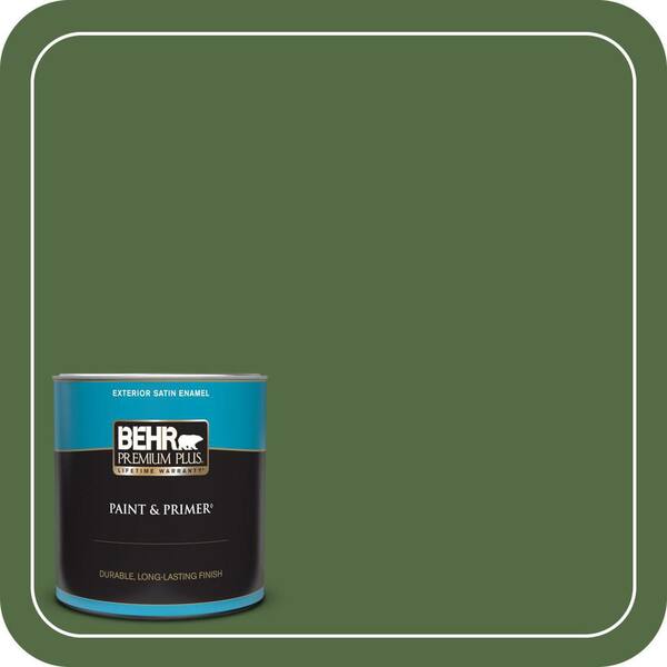BEHR PREMIUM PLUS 1 qt. #430D-7 Pacific Pine Satin Enamel Exterior Paint & Primer