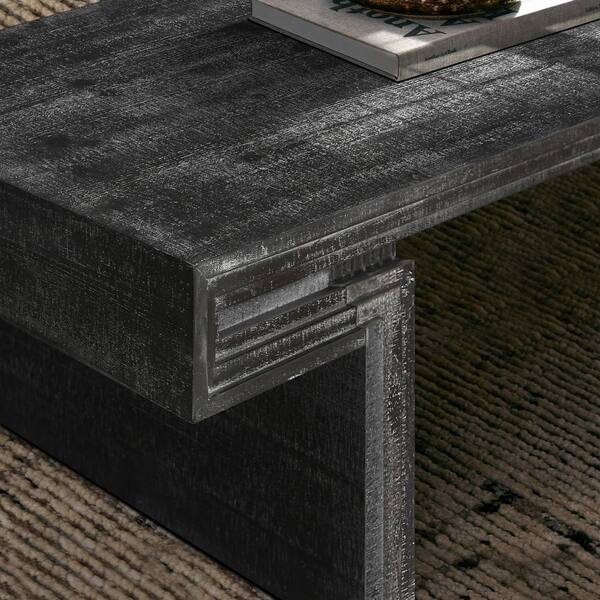 Lesly Vintage 48 in. Black Rectangle Solid Wood and MDF Coffee