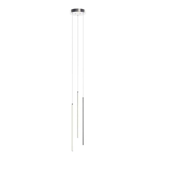 Rosemont 8.33-Watt 3-Light Satin Nickel Integrated LED Pendant Light with Acrylic Shade