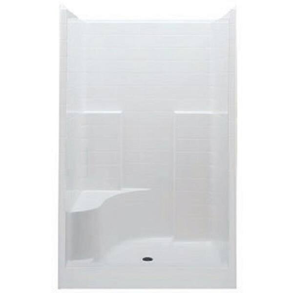 Aquatic Everyday 60 in. x 35 in. x 76 in. 1-Piece Shower Stall with Left Seat and Center Drain in White