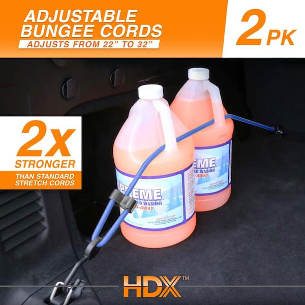 22 in. to 32 in. Adjustable Super Strong Bungee, Blue (2-Pack)