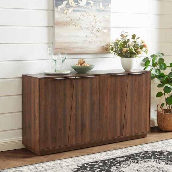 Edwin's Choice Dark Walnut Wood 60 in. Sideboard with 2 Doors