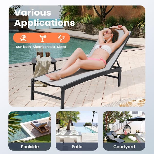 Pellebant Metal Outdoor Patio Adjustable Chaise Lounge