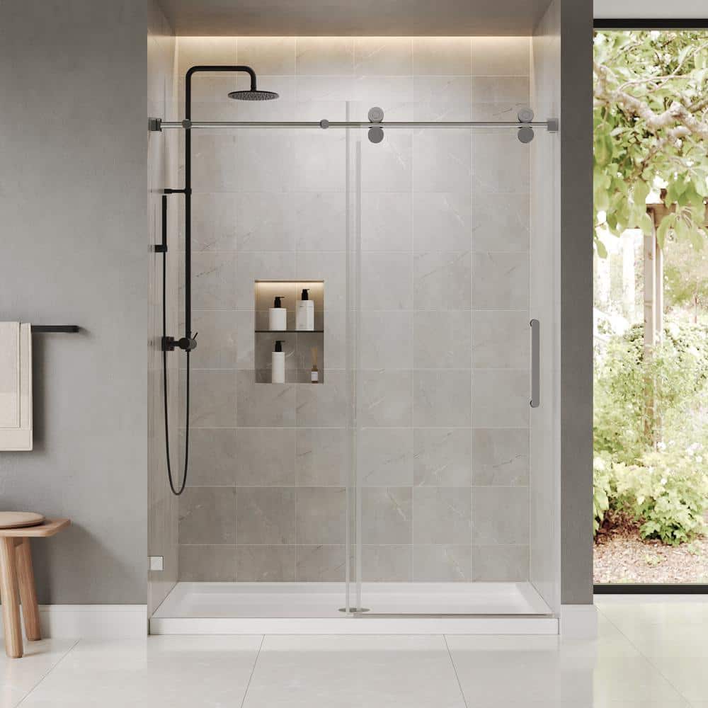 Concord 60" Frameless Sliding Shower Door with Chrome Finish