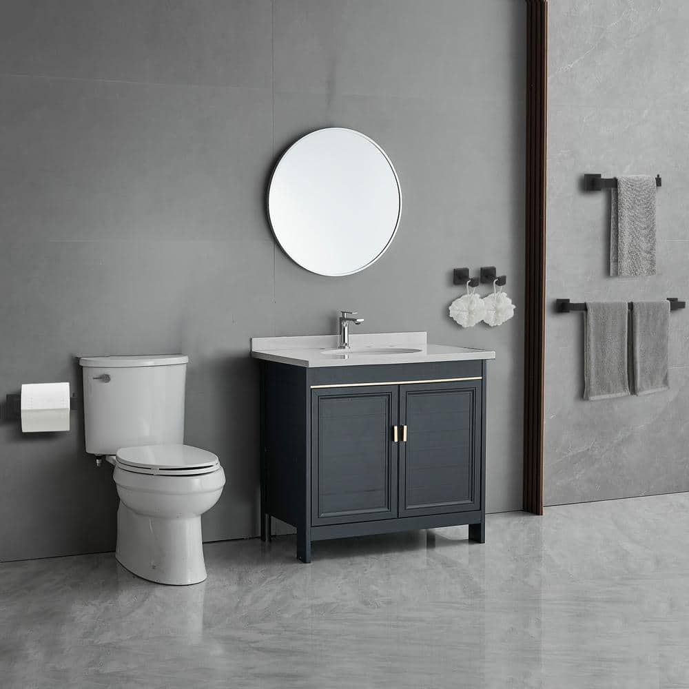 Matte Black Stainless Steel 5-Piece Bathroom Hardware Set