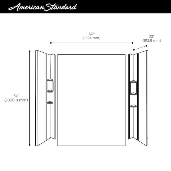 American Standard Ovation 32 in. x 60 in. x 72 in. 5-Piece Glue-Up Alcove  Shower Wall Set in Silver Celestial 2968SWT60.366 - The Home Depot
