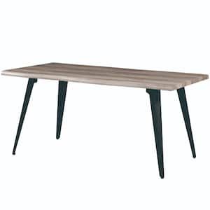 Ravenna Modern Rectangular Wood 63" Dining Table with Metal Legs in Weathered Oak