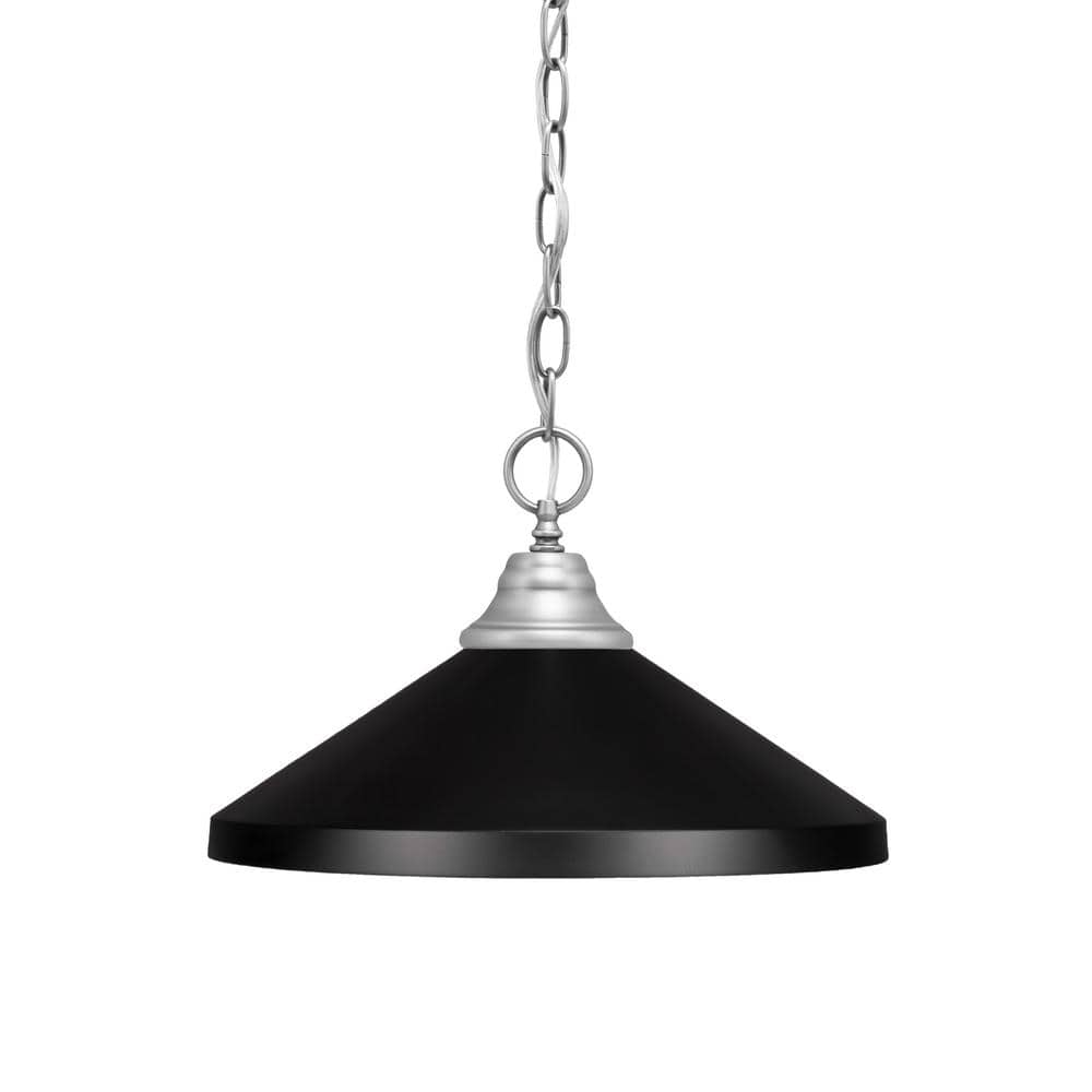 Kingston 100-Watt 1 Light Brushed Nickel Shaded Pendant Light with 14 in. M