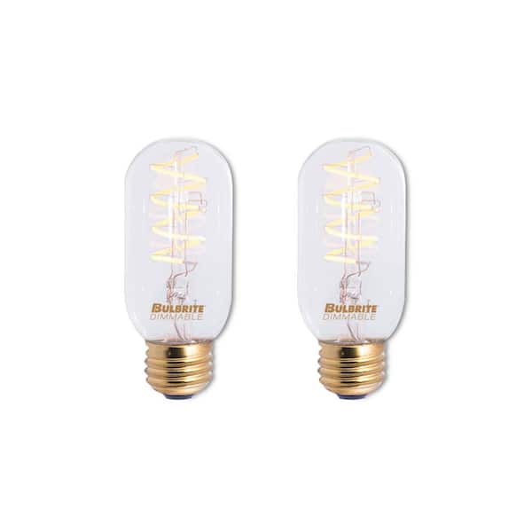 Bulbrite 40-Watt Equivalent Amber Light T14 (E26) Medium Screw Base Dimmable Antique LED Light Bulb (2 Pack)