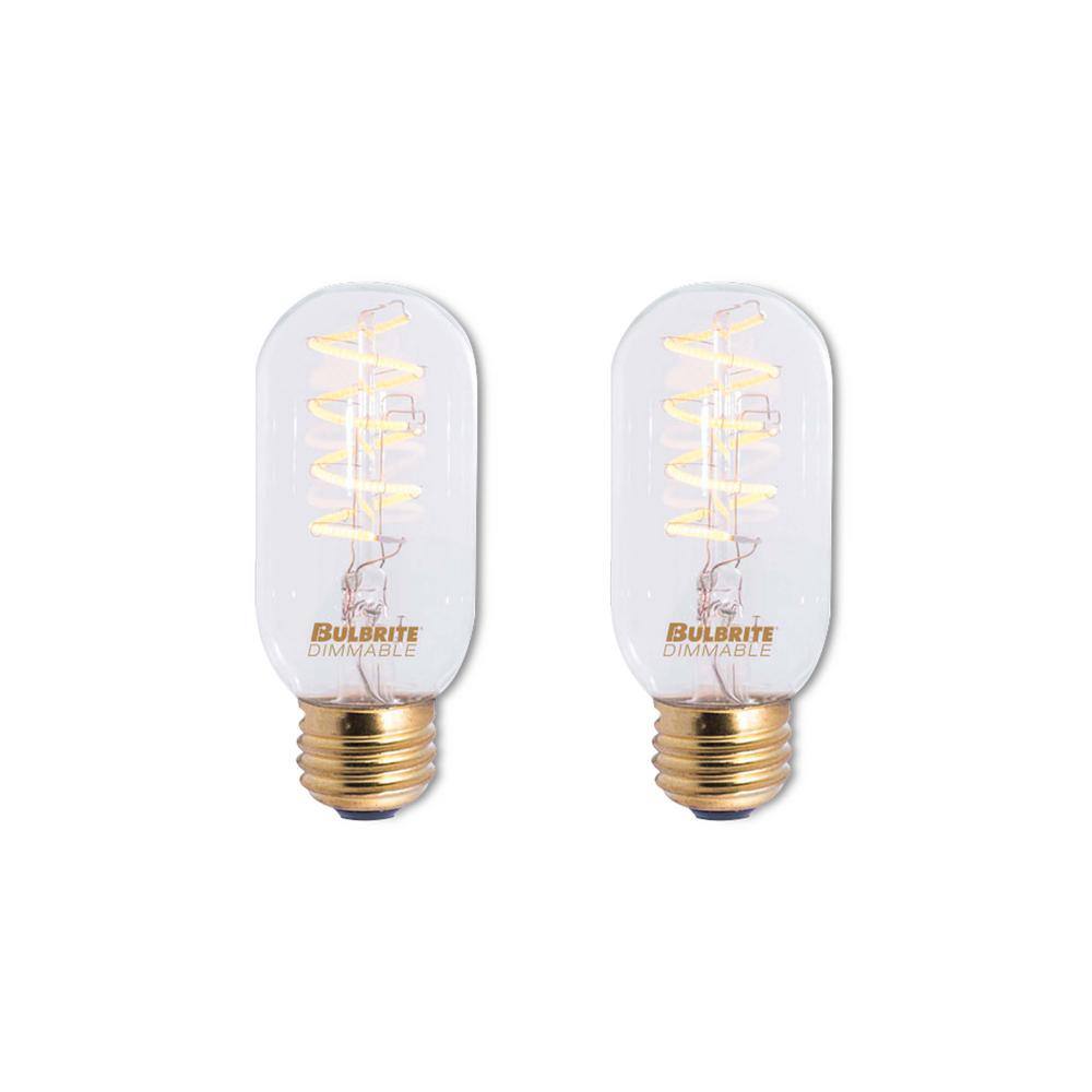 Amber Dimmable LED T14 Decorative Light Bulbs, 2 Pack