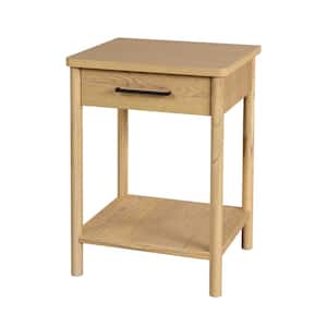 Lennon Light Brown 1 Drawer 21 in. W Wood Rounded Leg Nightstand