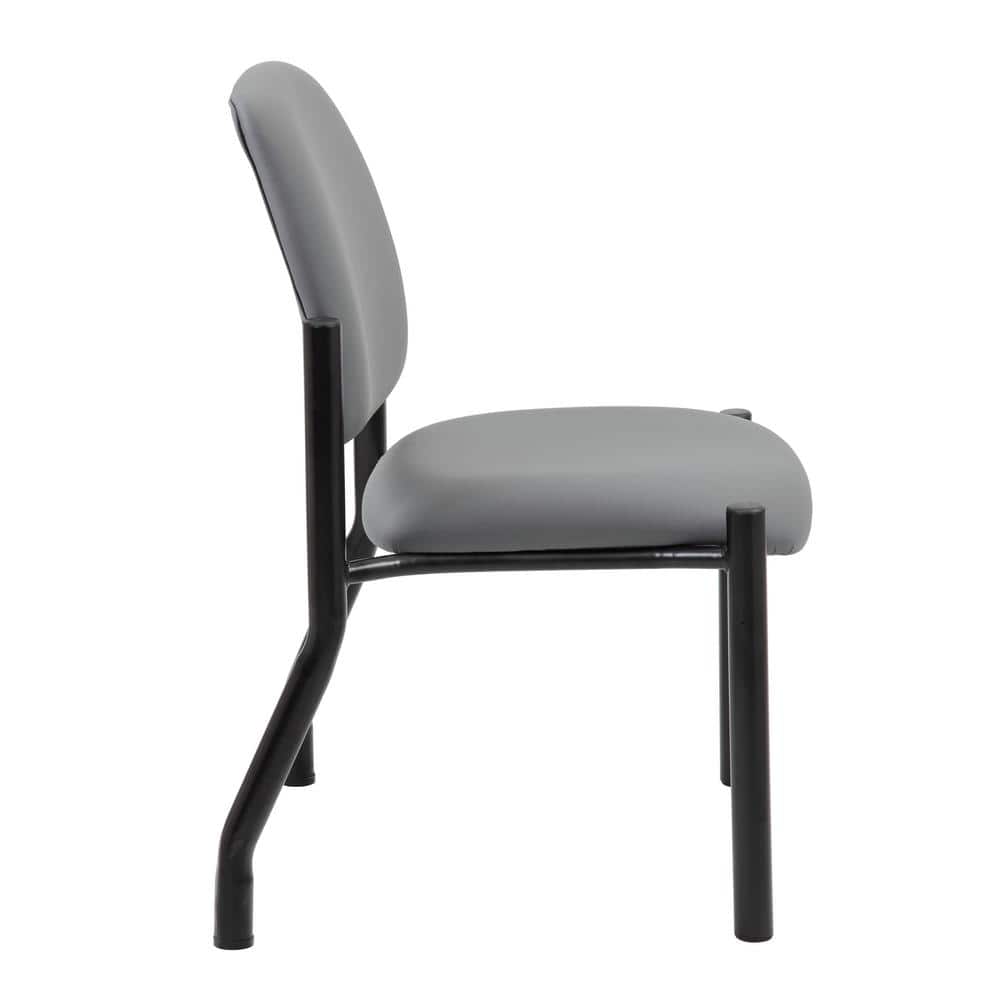 Gray Armless Vinyl and Metal Guest Chair