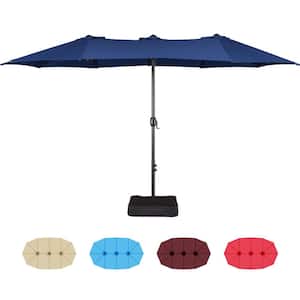 15 ft. Twin Patio Parasol Triple-size Outdoor Umbrella Navy Blue