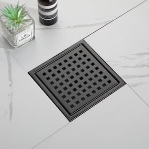 6 in. Square Stainless Steel Shower Floor Drain with Flange,Removable Pattern Grate and Food-Grade, Oil-Rubbed Bronze