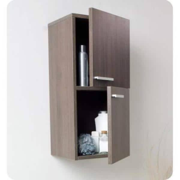 Modern Gray Oak Wall Mounted Bathroom Linen Cabinet with Soft Close Doors