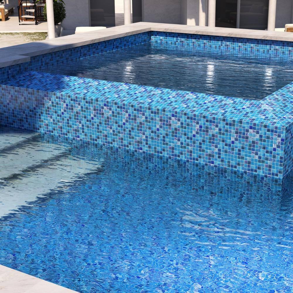 Angel Dust Blue Polished Glass Wall Mosaic Tile