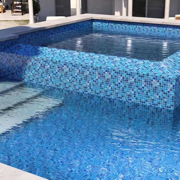 Angel Dust Blue 11.73 in. x 11.73 in. Polished Glass Wall Mosaic Tile (0.95 sq. ft./Each)