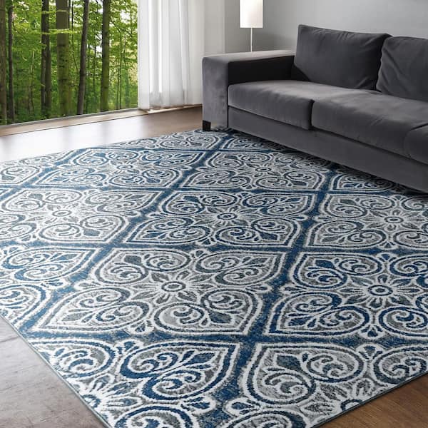 Madison Floral Dark Gray 8 ft. x 10 ft. Indoor Area Rug