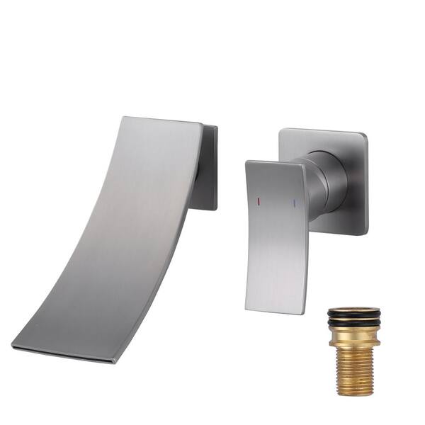 WOWOW Single Handle Wall Mounted Bathroom Basin Faucet in Brushed Nickel
