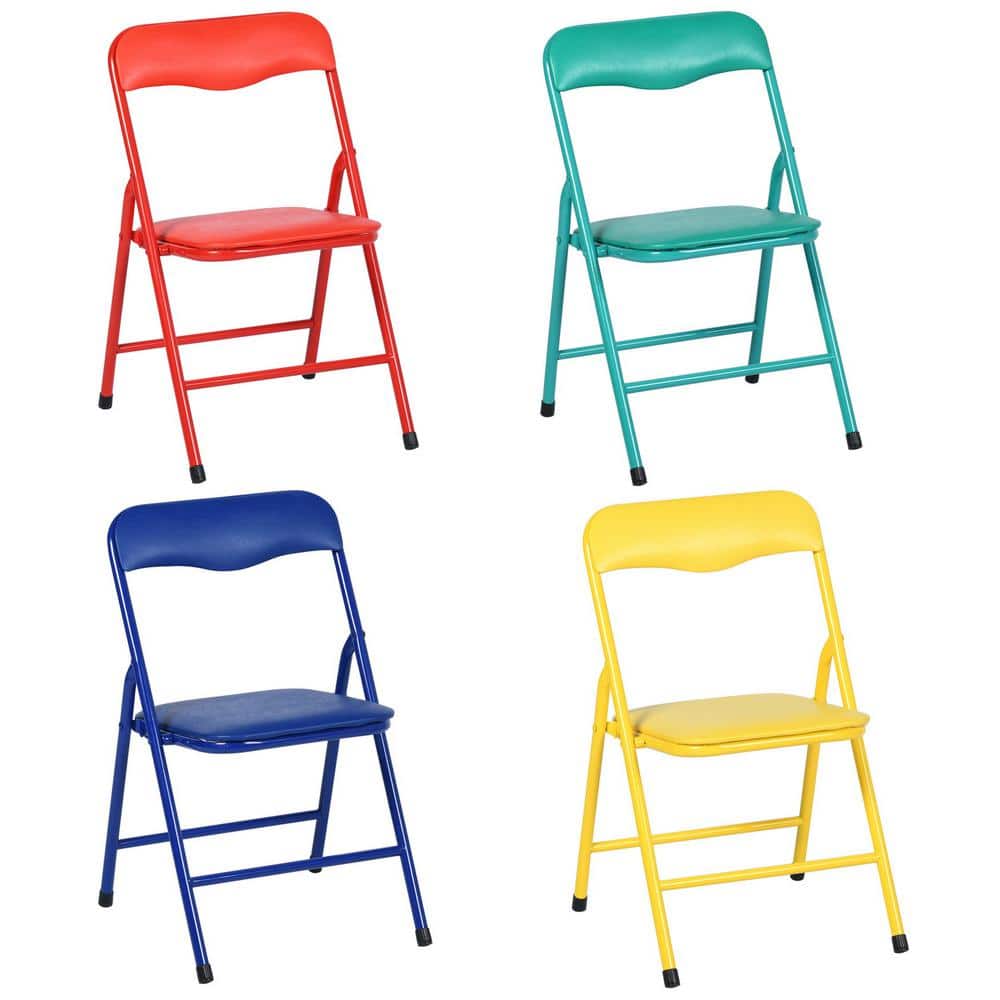 Vibrant Multicolor Kids Folding Table and 4 Chairs Set