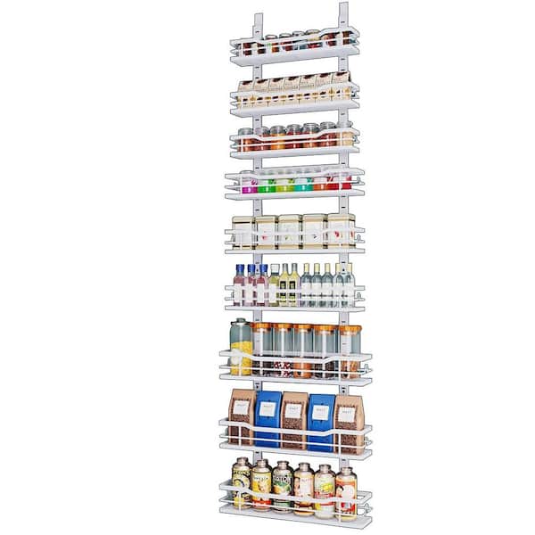 Over The Door Pantry Organizer Tool 9-Tier Adjustable Basket Metal Hanging Storage with Sturdy Construction