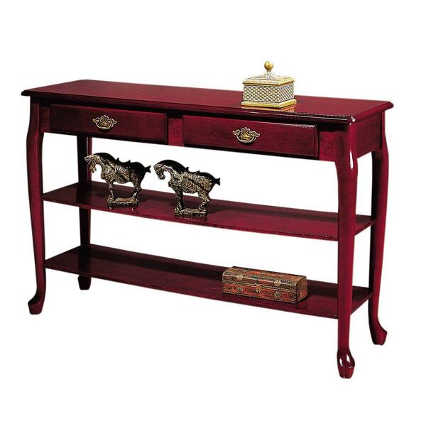 Unbranded 47 in. W Traditional Mahogany Two-Shelf Console Table