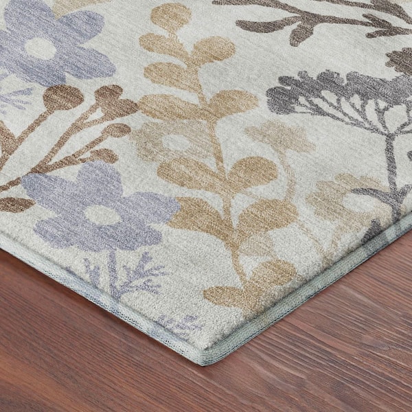 Mayfield Premium Machine Washable Abstract AMF2334 Ivory 3 ft. x 4 ft. Area Rug