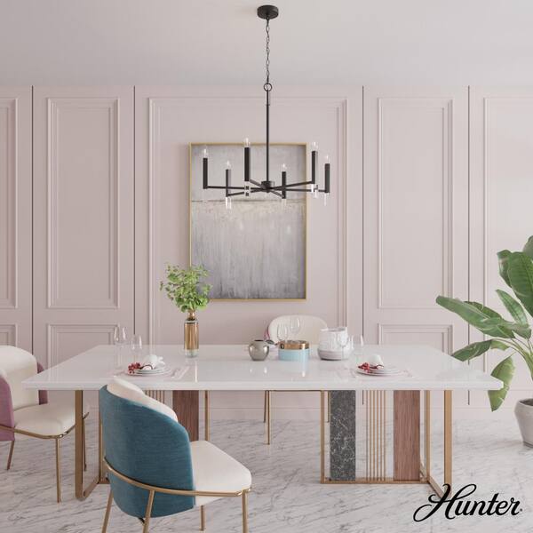 Hunter Sunjai 6-Light Matte Black Traditional Crystal Chandelier