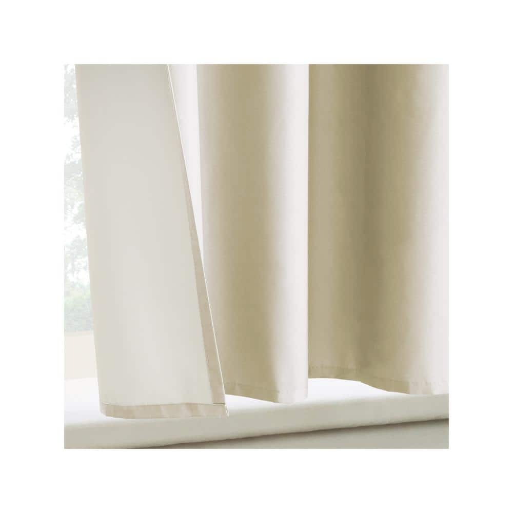 Ivory Polyester Room Darkening Rod Pocket Curtain Panel Set