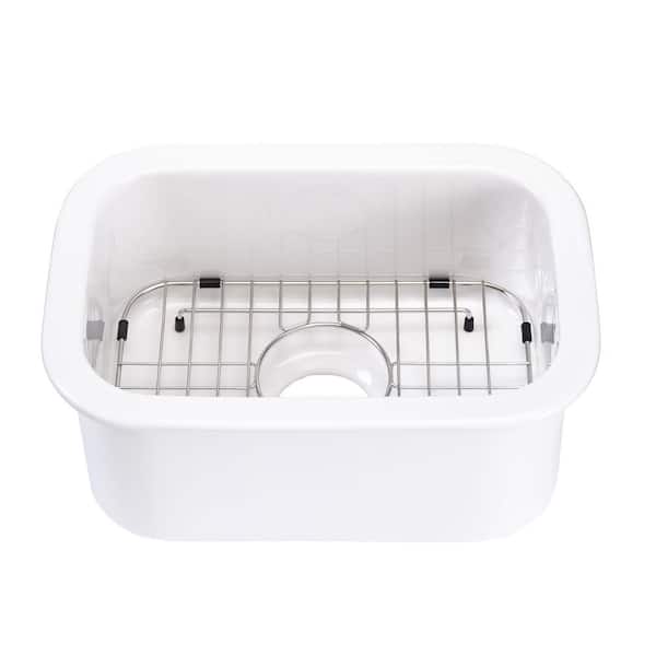 Undermount Fireclay 13 in. Single Bowl Kitchen Sink in White