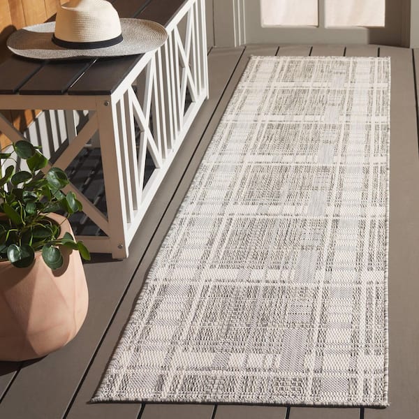 Beach House Gray/Ivory 2 ft. x 8 ft. Geometric Abstract Indoor/Outdoor Runner Rug