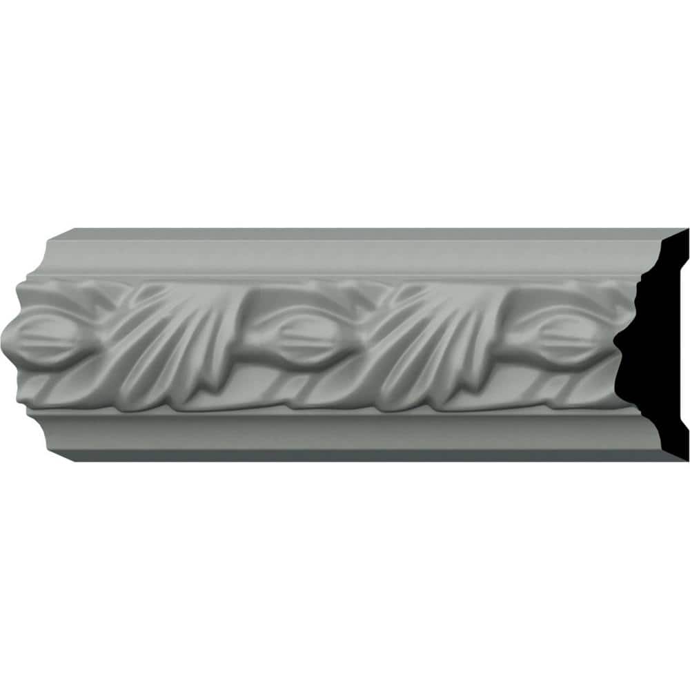 White Polyurethane Milton Running Leaf Crown Moulding, 94.5" Length