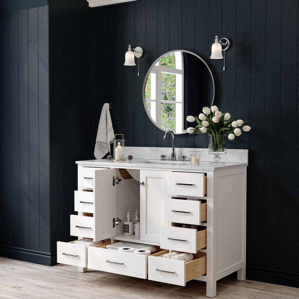 Cambridge 49-Inch White Marble Top Single Sink Bathroom Vanity