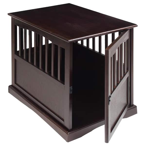 Casual Home Small Espresso Pet Crate End Table with Gate 600-44