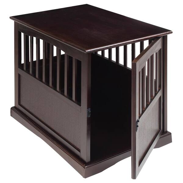 espresso dog crate end table
