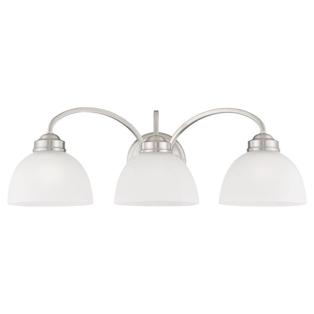 Somerset Brushed Nickel 3-Light Vanity with Satin Glass