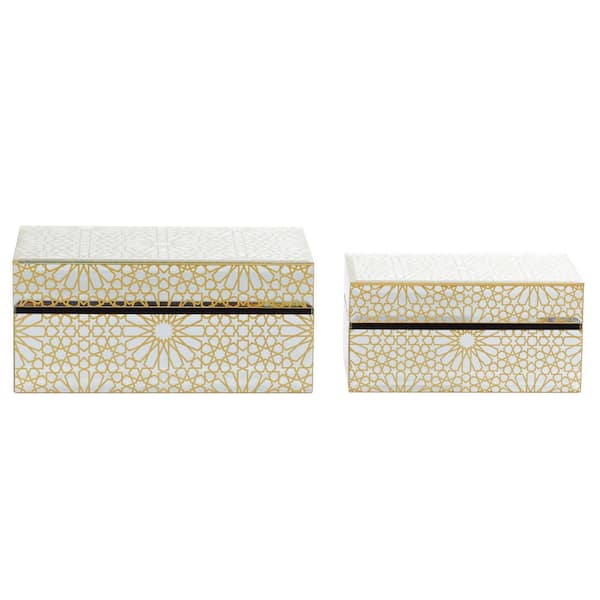 CosmoLiving by Cosmopolitan ( Set of 2 ) Gold Wood Glam Box, 11, 9 - 62690