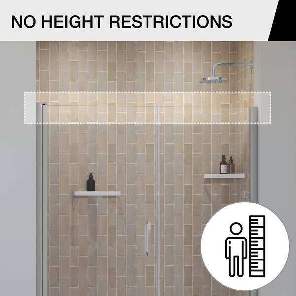 Manhattan 27 in. to 29 in. W in. x 68 in. H Frameless Pivot Shower Door with Clear Glass in Matte Black